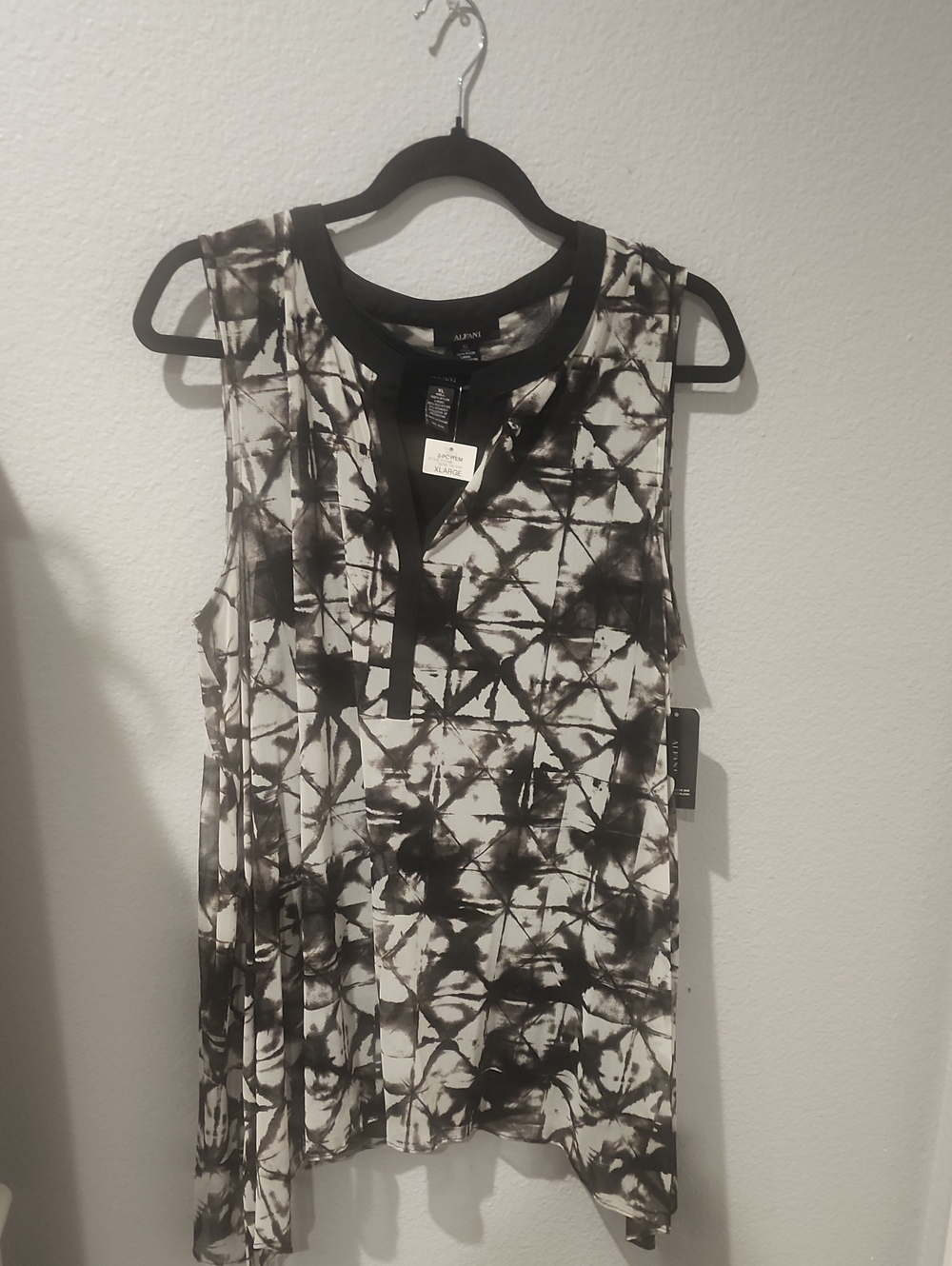 Alfani Black and White Tie-Dye Tank Top